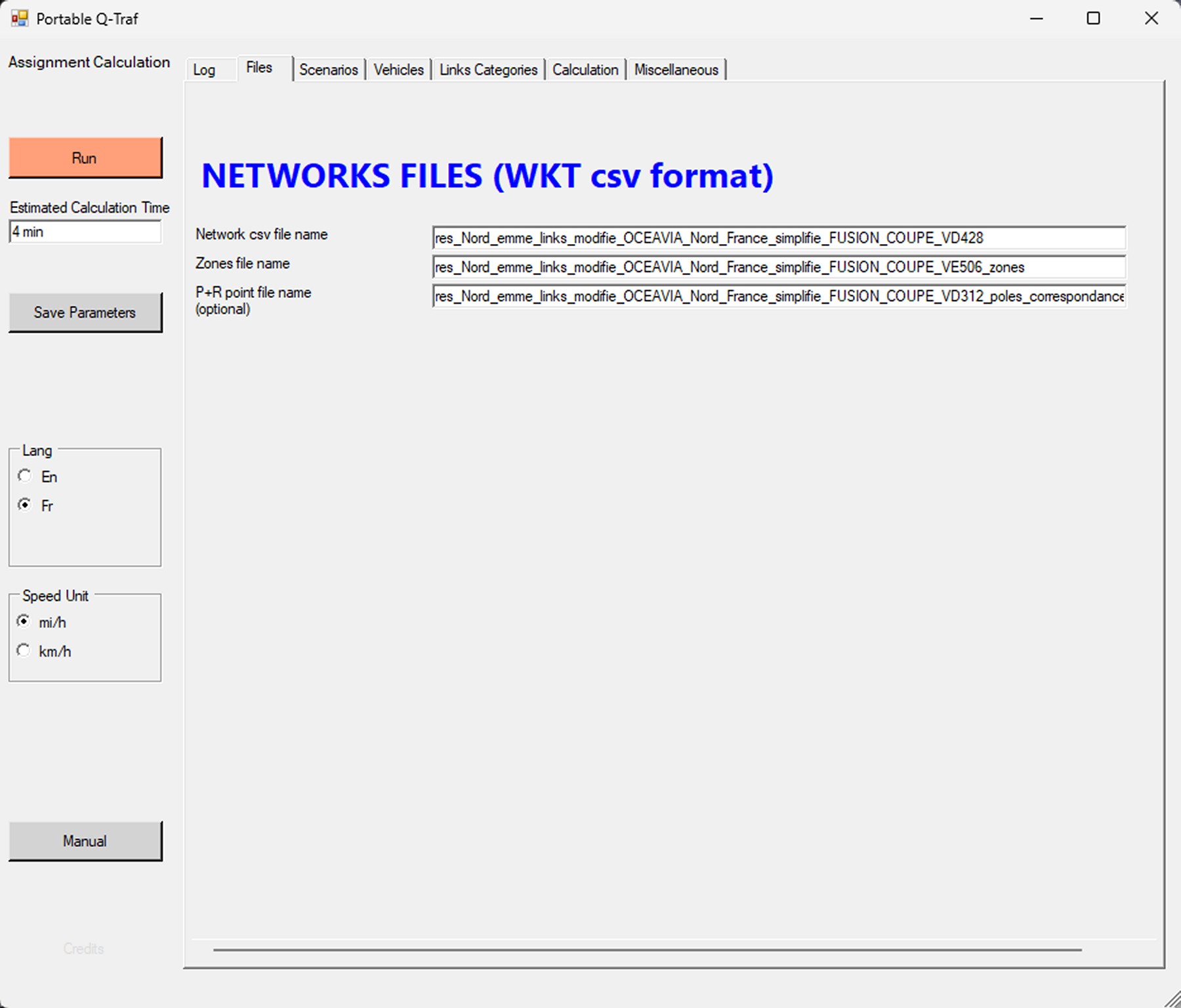 Q-Traf tab 2 - Network Files