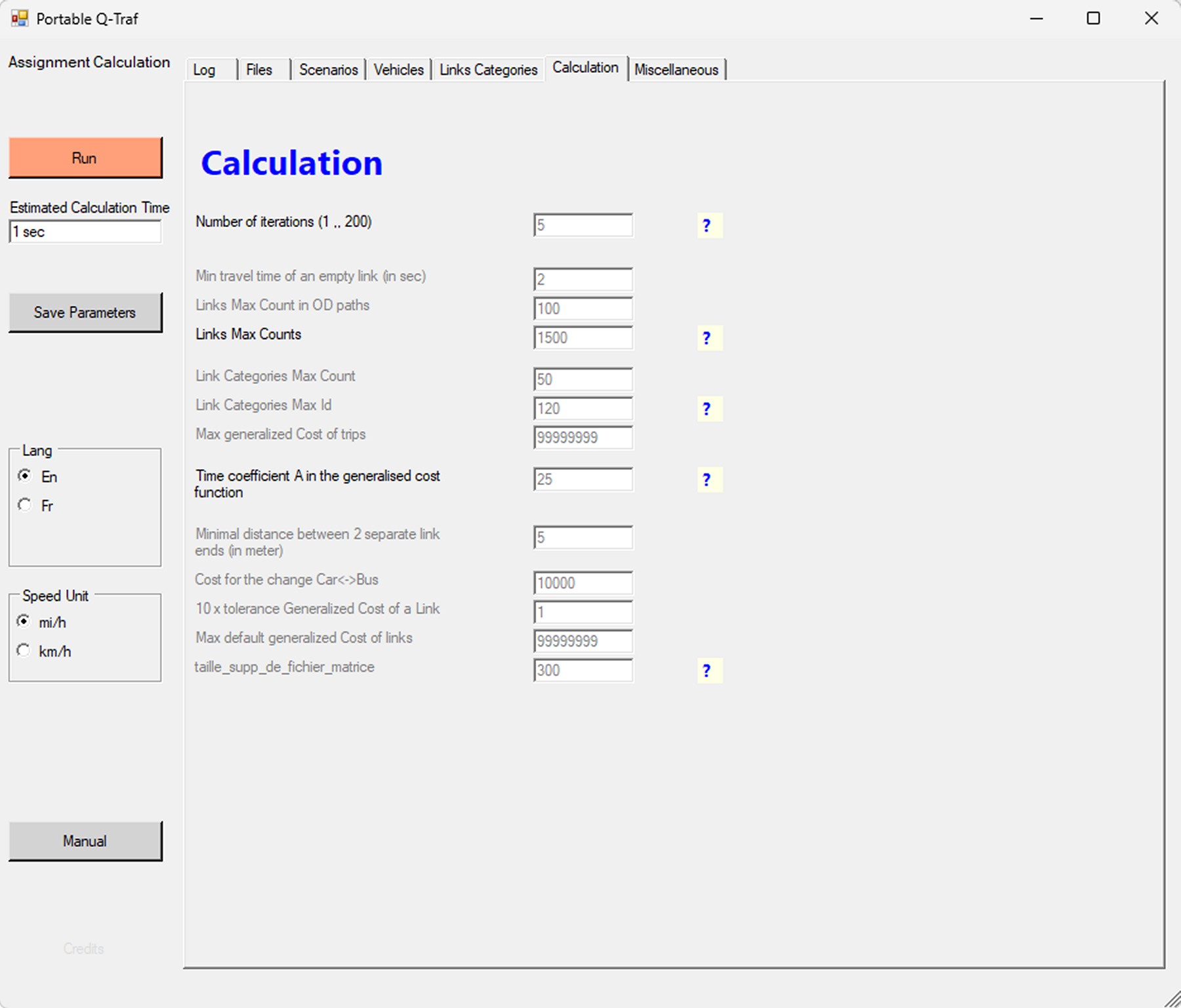 Q-Traf tab 6 - Calculations