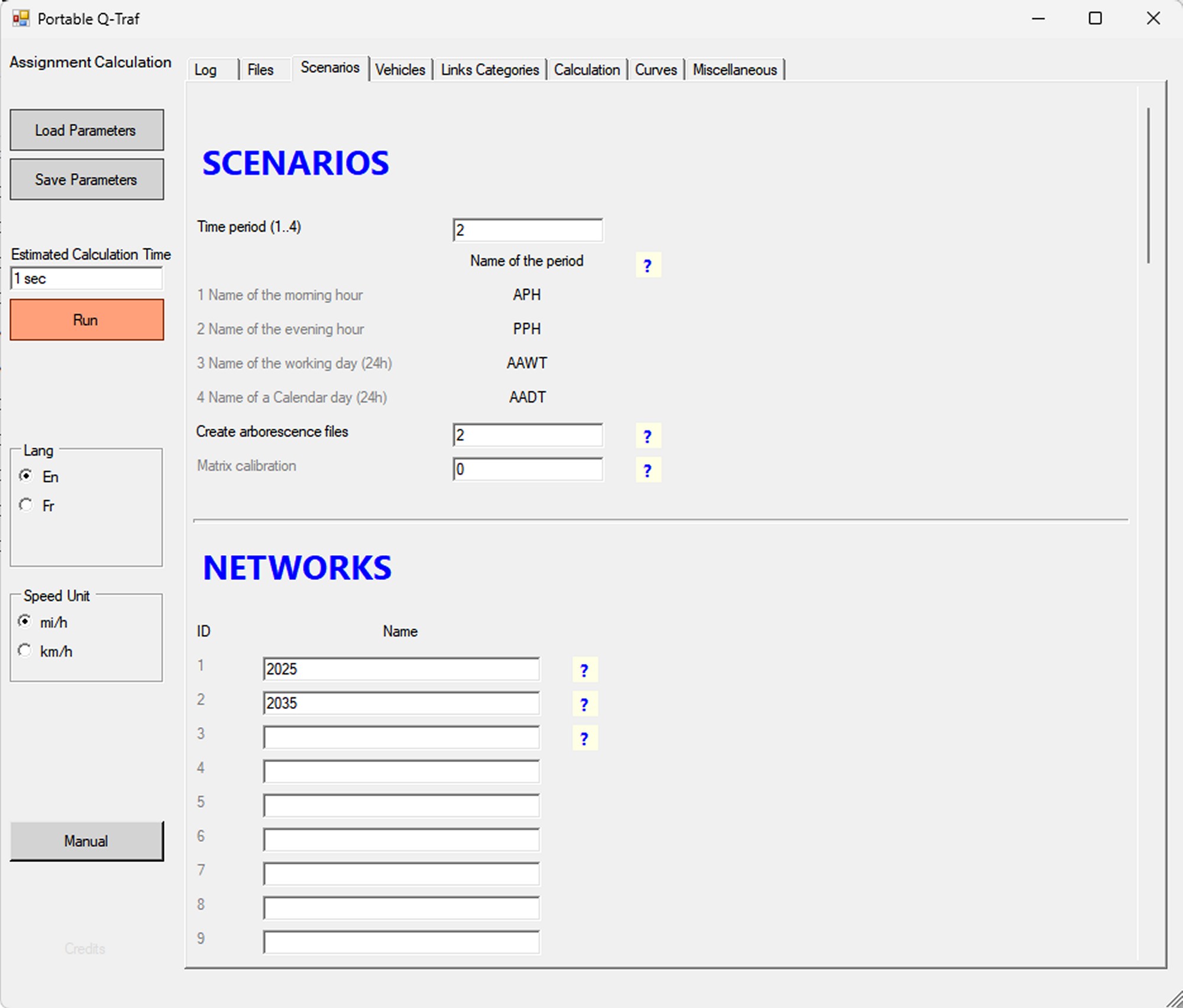 Q-Traf tab 3 - Scenarios Q-Traf tab 3 - Scenarios
