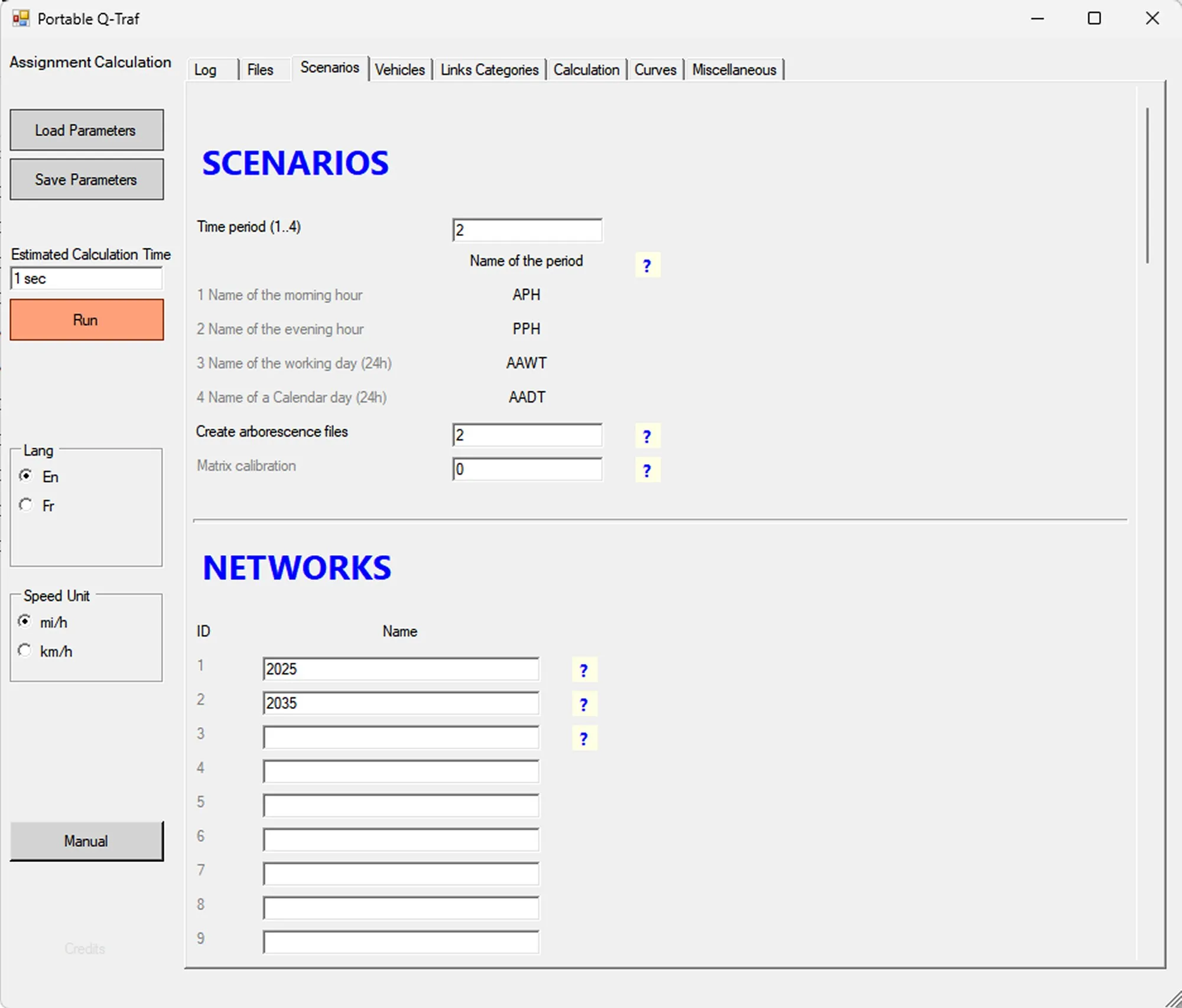 Q-Traf tab 3 - Scenarios Q-Traf tab 3 - Scenarios