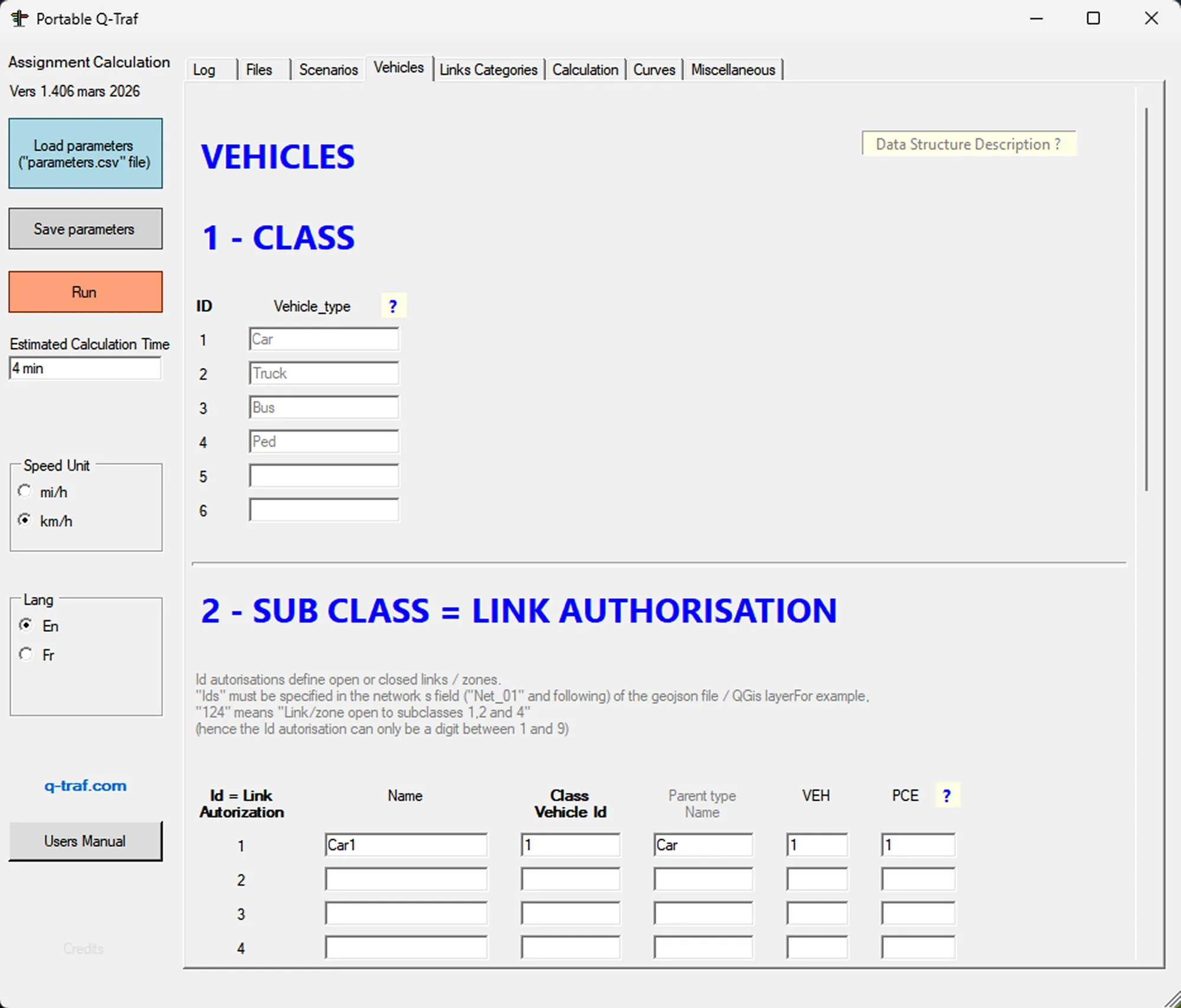 Q-Traf tab 4 - Vehicles
