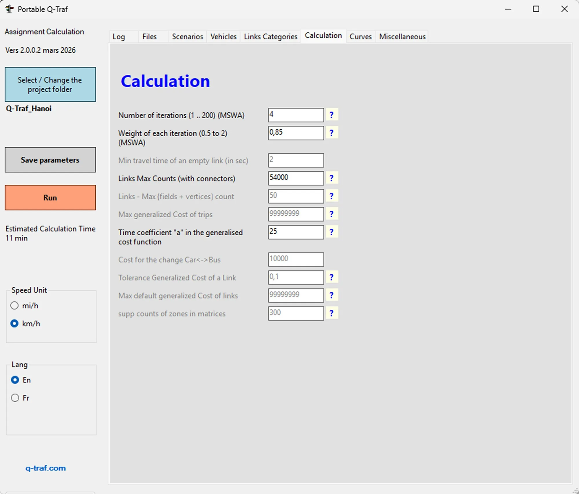 Q-Traf tab 6 - Calculations